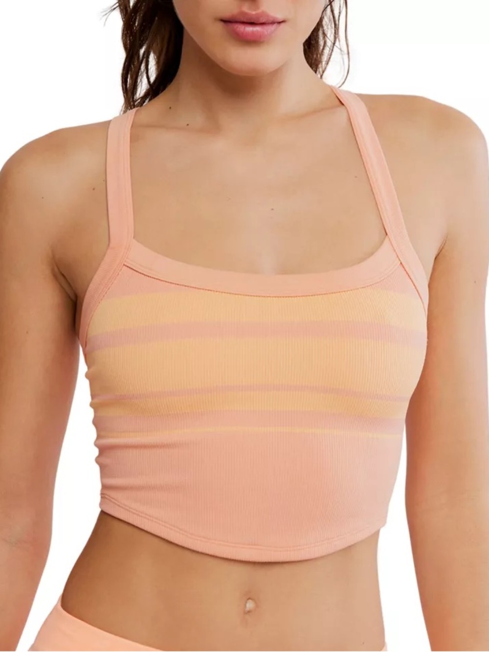 Free People Movement Striped Ribbed Strappy
Crop Top in Papaya